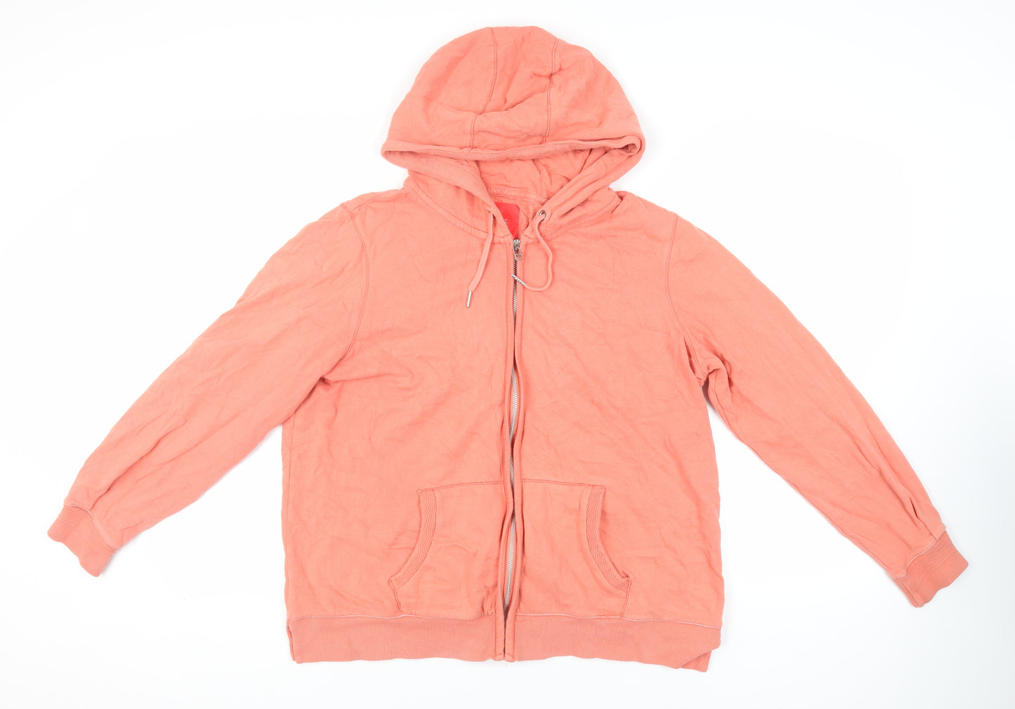 NEXT Womens Orange Cotton Full Zip Hoodie Size 18 Zip - Pockets