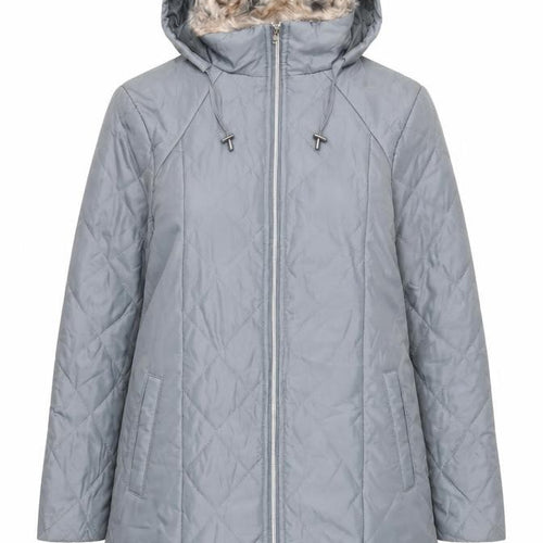 Anne De Lancay Womens Green Quilted Jacket Size M Zip - Hooded