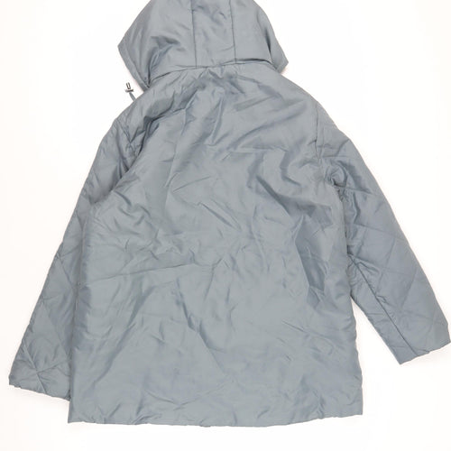 Anne De Lancay Womens Green Quilted Jacket Size M Zip - Hooded