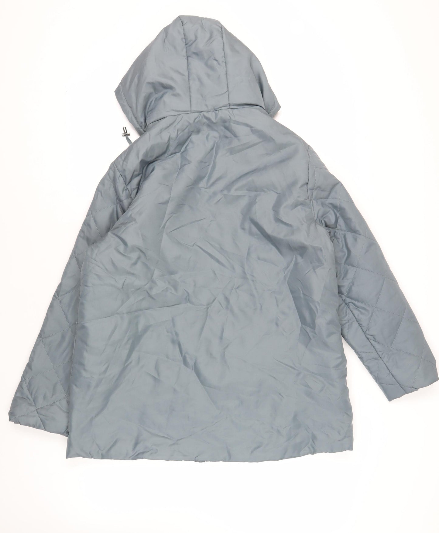 Anne De Lancay Womens Green Quilted Jacket Size M Zip - Hooded