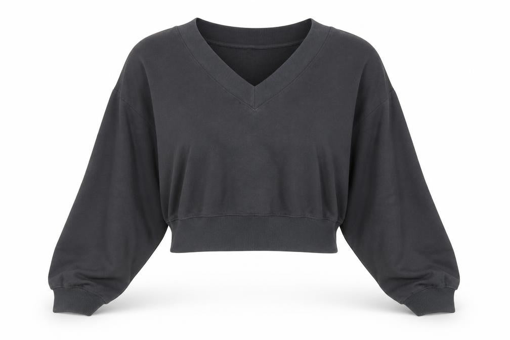 Front view of H&M women’s grey cotton pullover sweatshirt, size S, pullover