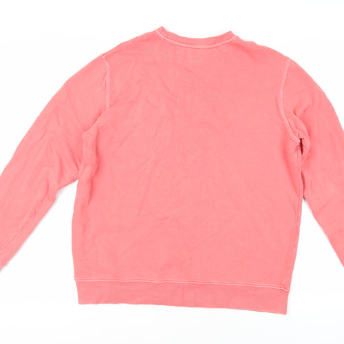 Marks and Spencer Mens Pink Cotton Pullover Sweatshirt Size L - Pocket Detail