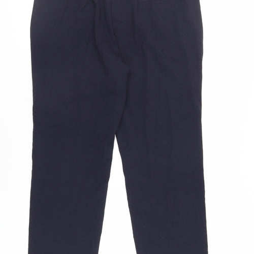 Marks and Spencer Womens Blue Viscose Chino Trousers Size 16 L26 in Regular Zip