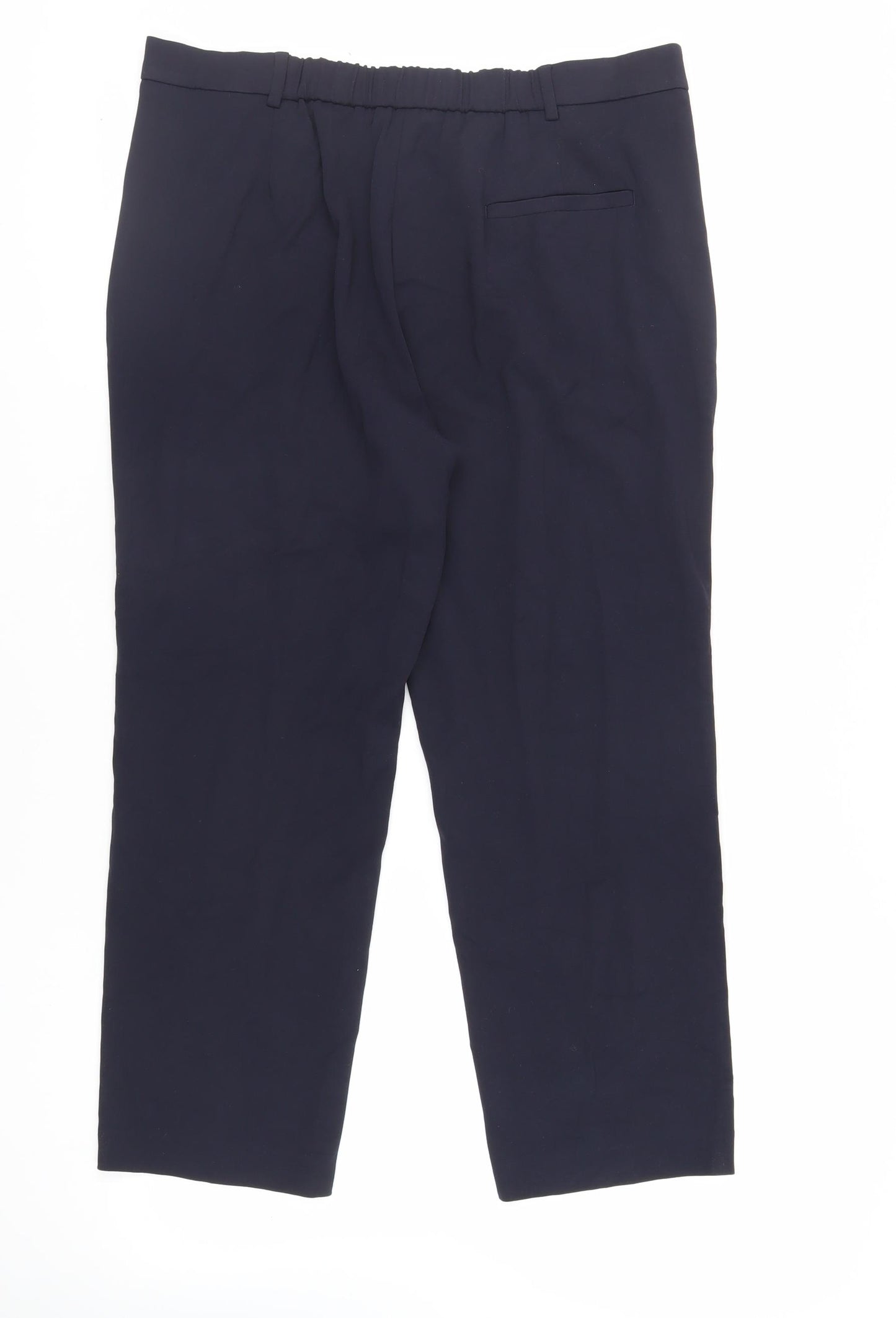 Marks and Spencer Womens Blue Viscose Chino Trousers Size 16 L26 in Regular Zip