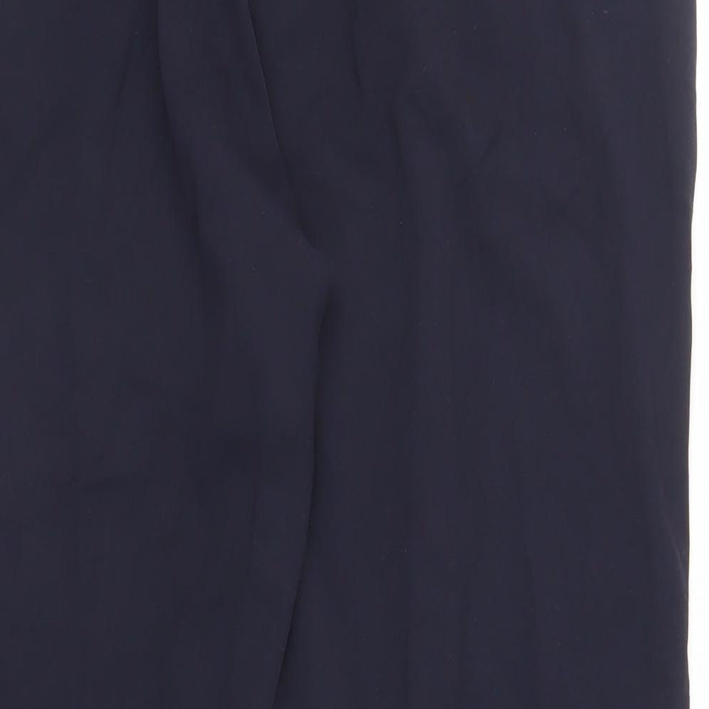 Marks and Spencer Womens Blue Viscose Chino Trousers Size 16 L26 in Regular Zip
