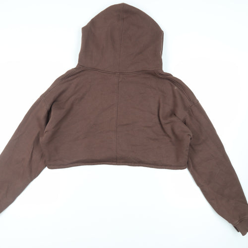 Motel Womens Brown Cotton Full Zip Hoodie Size S Zip - Cropped Oversized