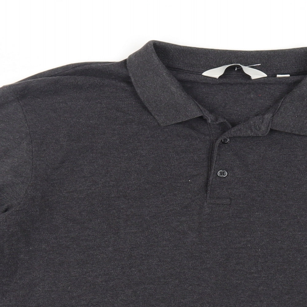 NEXT Mens Grey Cotton Polo Size M Collared Button