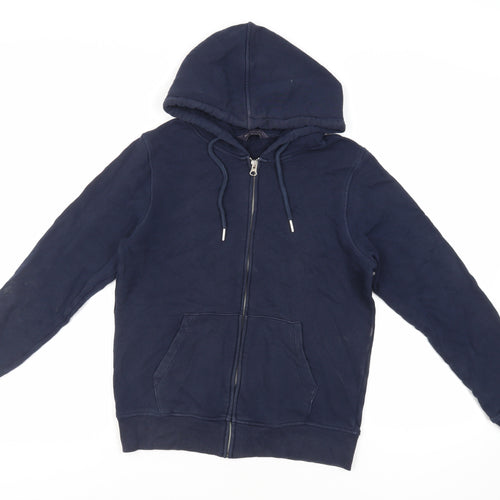 Marks and Spencer Womens Blue Cotton Full Zip Hoodie Size 8 Zip - Pockets