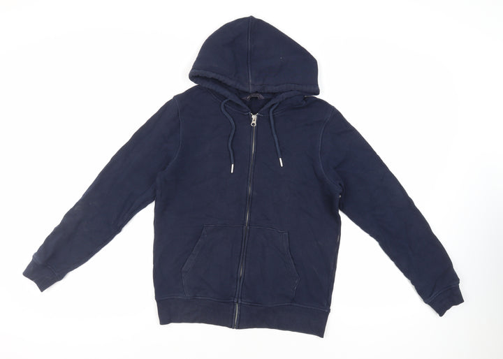 Marks and Spencer Womens Blue Cotton Full Zip Hoodie Size 8 Zip - Pockets