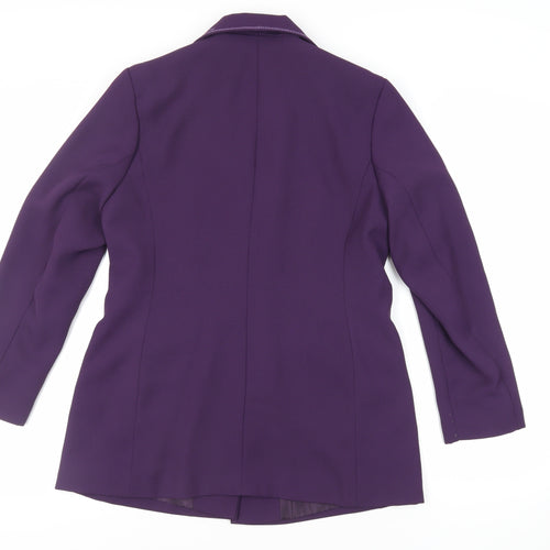 Bonmarché Womens Purple Jacket Blazer Size 12 Button - Embroidered