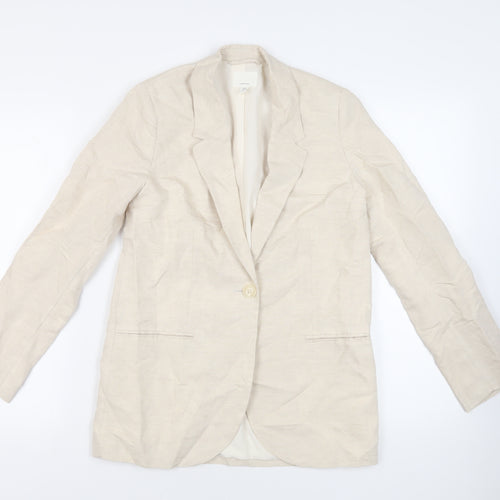 H&M Womens Beige Jacket Blazer Size XS Button