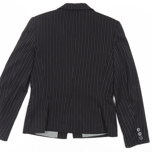 NEXT Womens Black Striped Jacket Blazer Size 10 Button