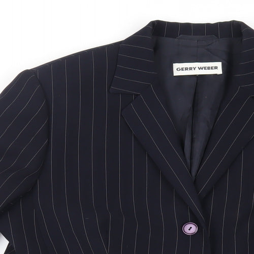 Gerry Weber Womens Blue Striped Jacket Blazer Size 16 Button