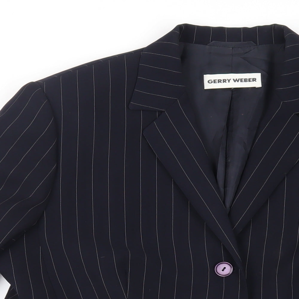 Gerry Weber Womens Blue Striped Jacket Blazer Size 16 Button