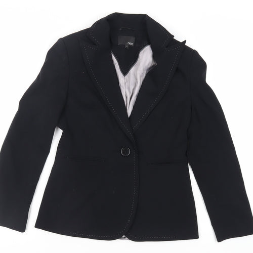 NEXT Womens Black Jacket Blazer Size 10 Button - Contrasting Stitching