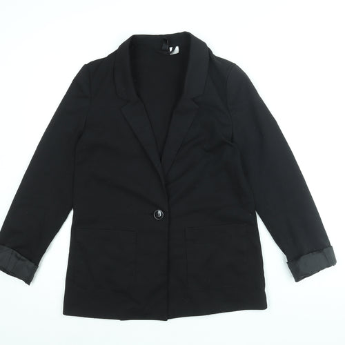 H&M Womens Black Jacket Blazer Size 8 Button