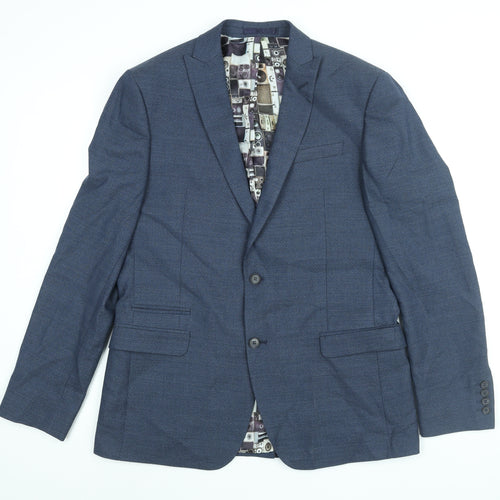 Ben Sherman Mens Blue Polyester Jacket Suit Jacket Size 42 Regular