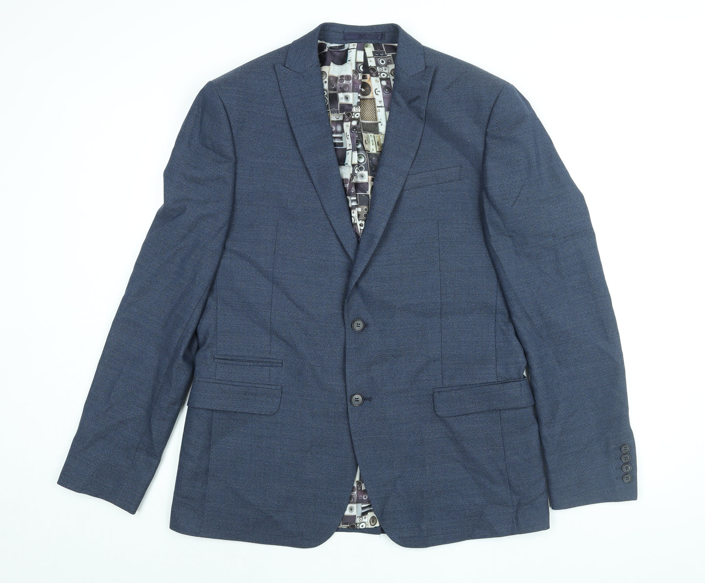 Ben Sherman Mens Blue Polyester Jacket Suit Jacket Size 42 Regular