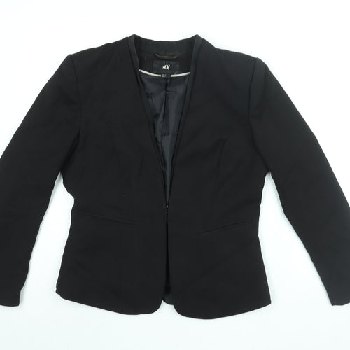 H&M Womens Black Jacket Blazer Size 14 Hook & Eye