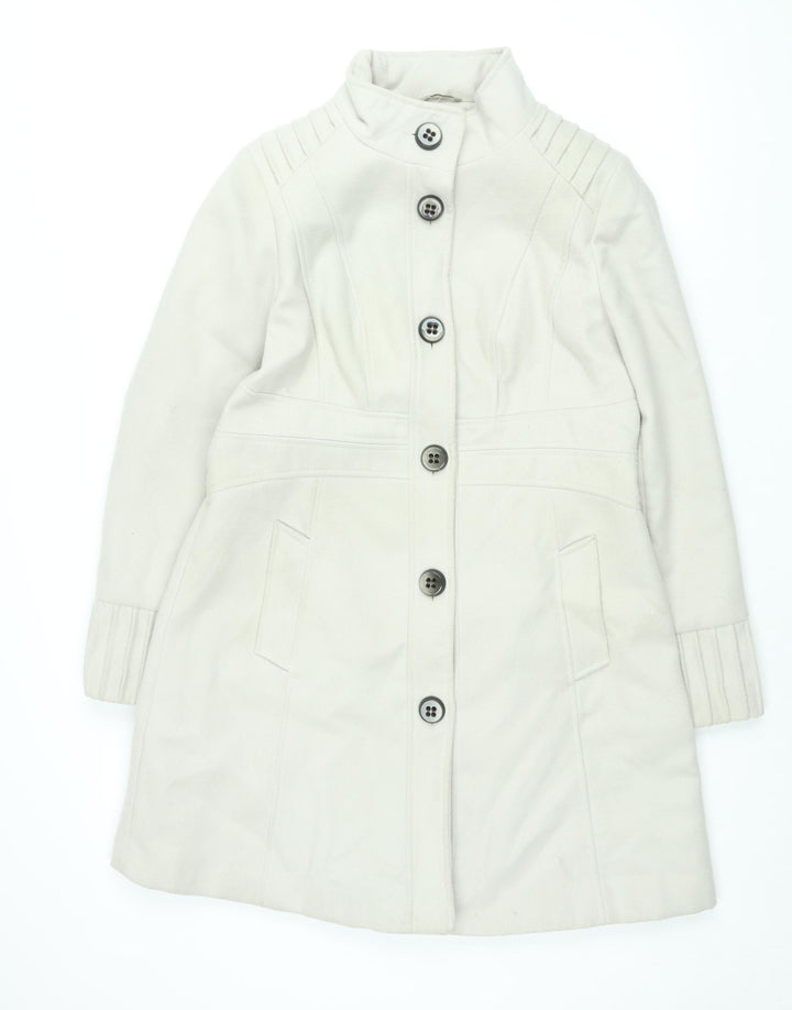 M&Co Womens Grey Overcoat Coat Size 14 Button