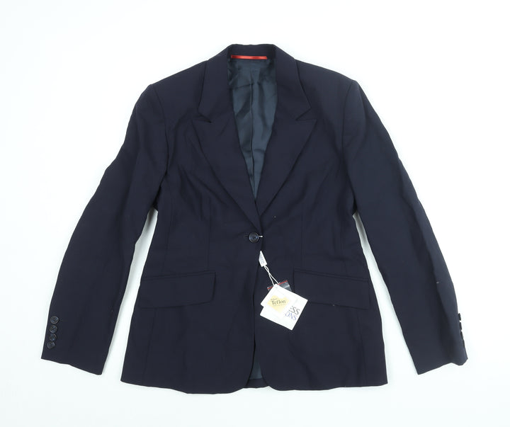 Business Solutions Womens Blue Jacket Blazer Size 10 Button