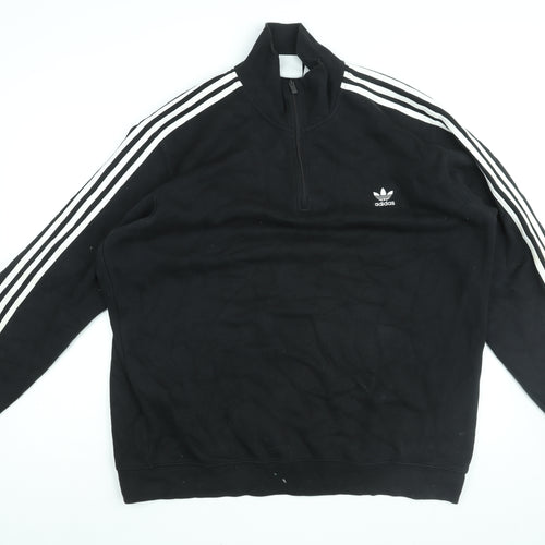 adidas Mens Black Cotton Pullover Sweatshirt Size 2XL