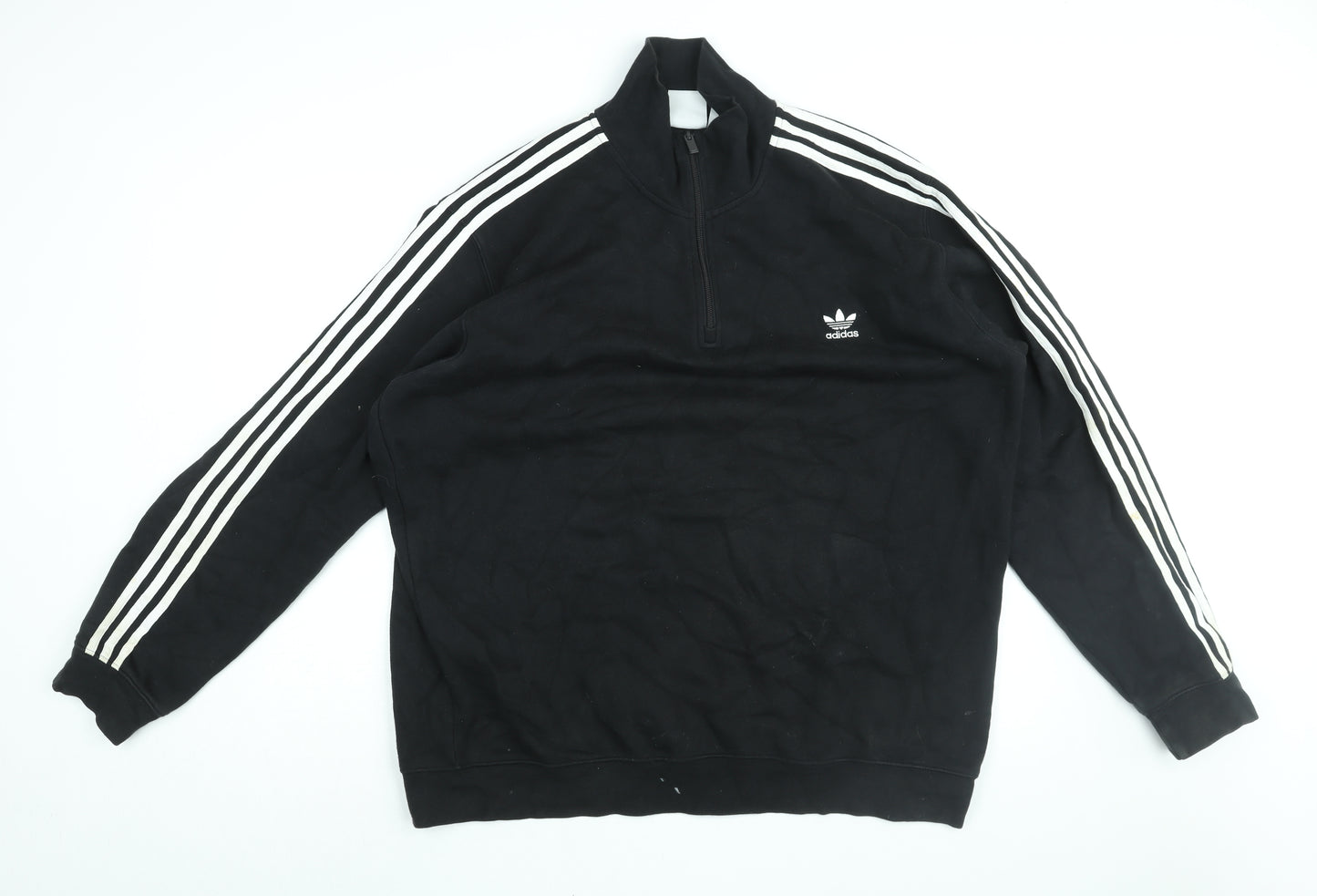 adidas Mens Black Cotton Pullover Sweatshirt Size 2XL