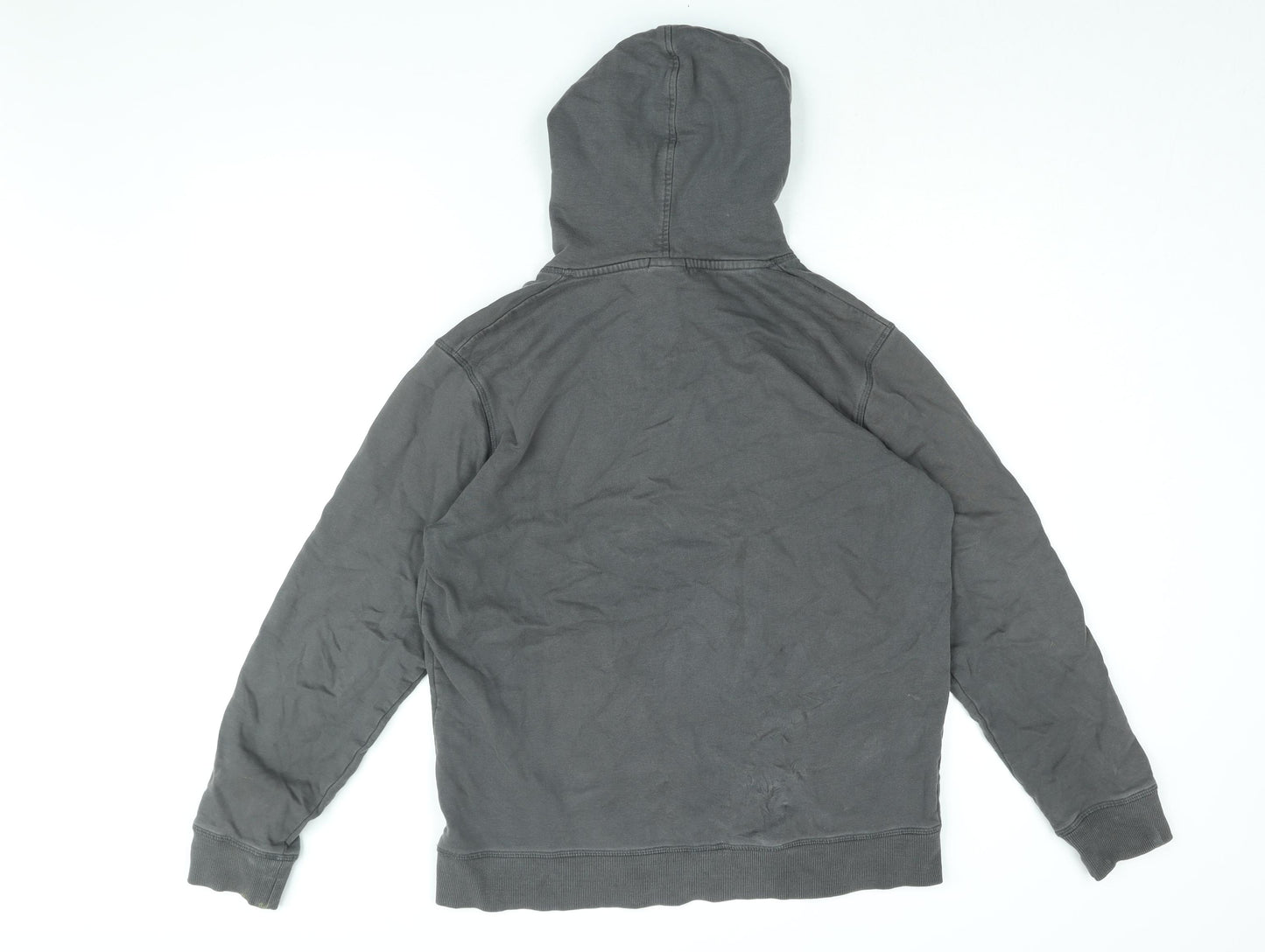 JACK & JONES Mens Grey Cotton Pullover Hoodie Size L - Jack & Jones Logo