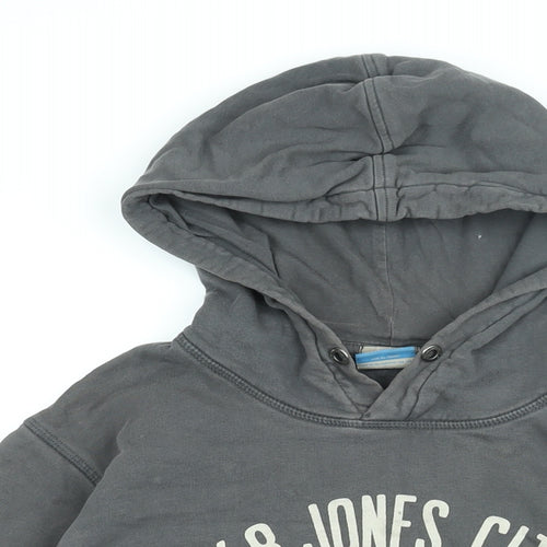 JACK & JONES Mens Grey Cotton Pullover Hoodie Size L - Jack & Jones Logo