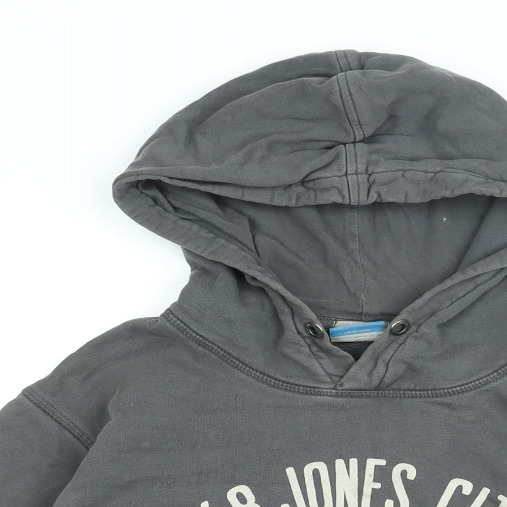 JACK & JONES Mens Grey Cotton Pullover Hoodie Size L - Jack & Jones Logo
