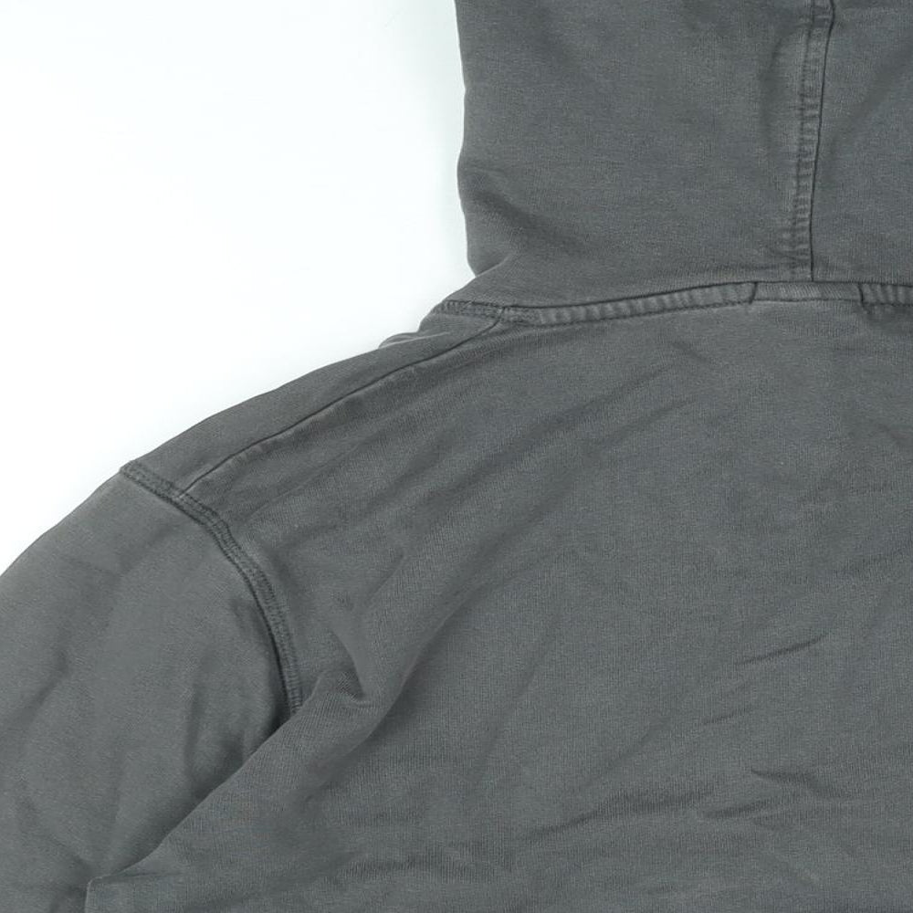 JACK & JONES Mens Grey Cotton Pullover Hoodie Size L - Jack & Jones Logo