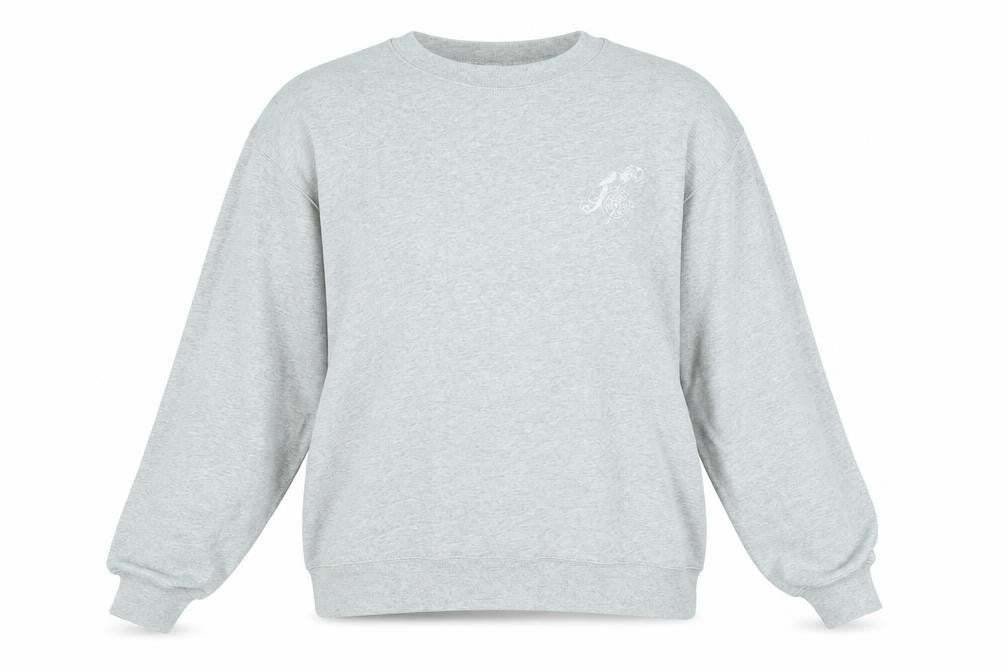 Front view of Disney women’s grey cotton pullover sweatshirt, size L, pullover - a walt disney comic