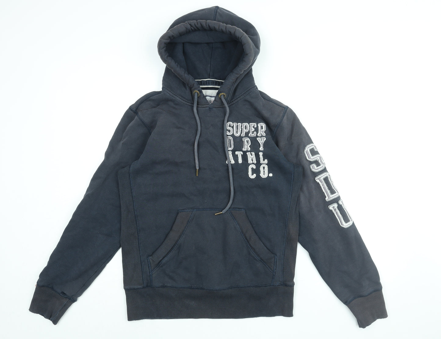 Superdry Mens Black Cotton Pullover Hoodie Size M - Superdry Logo