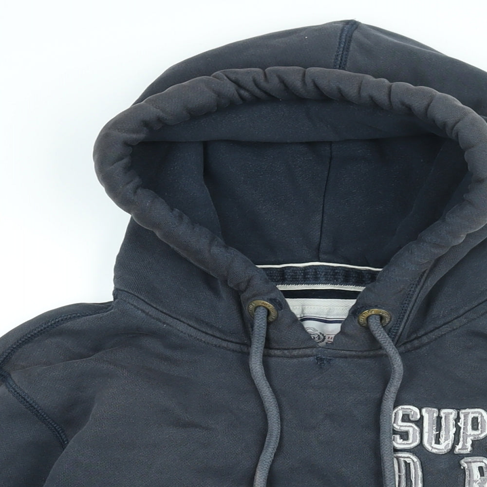 Superdry Mens Black Cotton Pullover Hoodie Size M - Superdry Logo