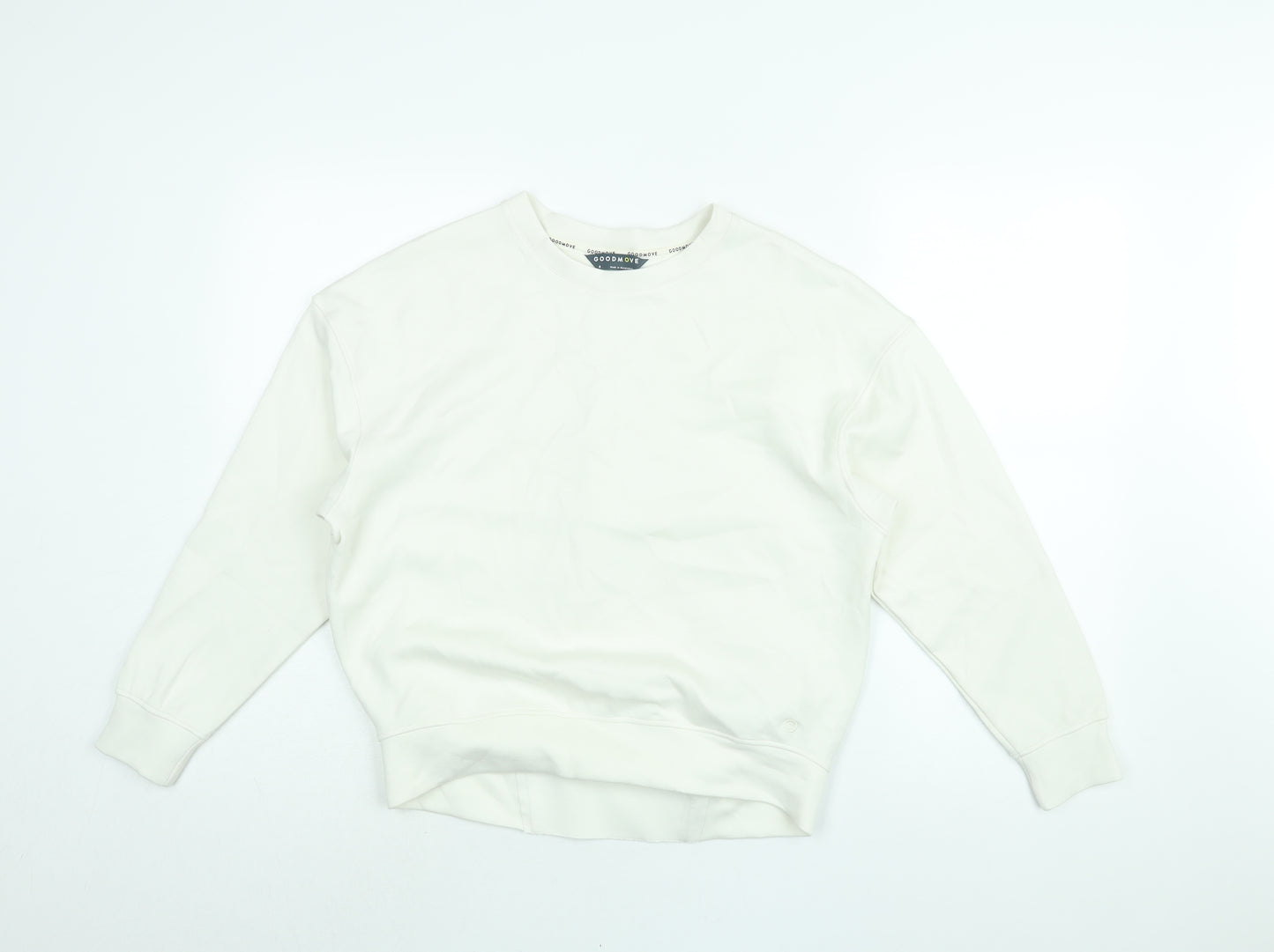 GOODMOVE Womens White Viscose Pullover Sweatshirt Size 8 Pullover