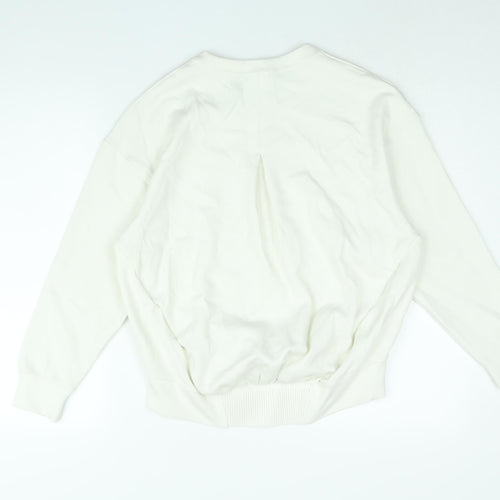 GOODMOVE Womens White Viscose Pullover Sweatshirt Size 8 Pullover