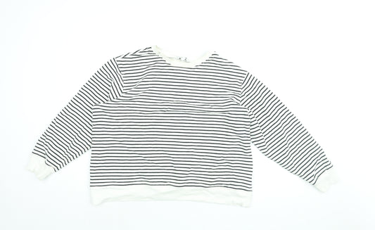 Marks and Spencer Womens White Striped Cotton Pullover Sweatshirt Size L Pullover