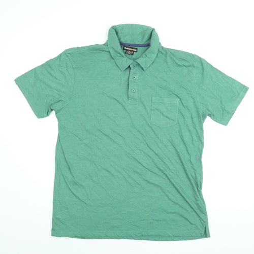 Atlasformen Mens Green Cotton Polo Size L Collared Button