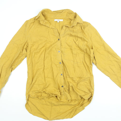 NEXT Womens Yellow Lyocell Basic Button-Up Size 14 Collared