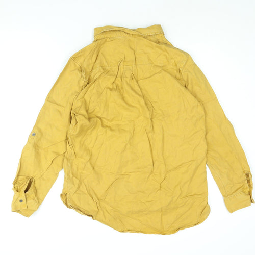 NEXT Womens Yellow Lyocell Basic Button-Up Size 14 Collared