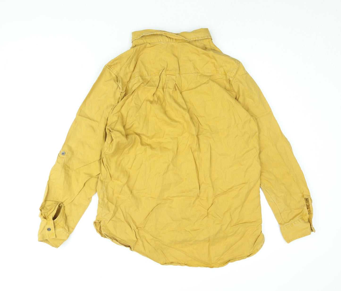 NEXT Womens Yellow Lyocell Basic Button-Up Size 14 Collared