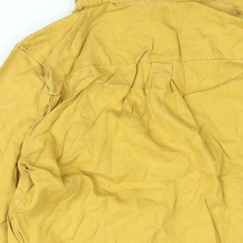 NEXT Womens Yellow Lyocell Basic Button-Up Size 14 Collared