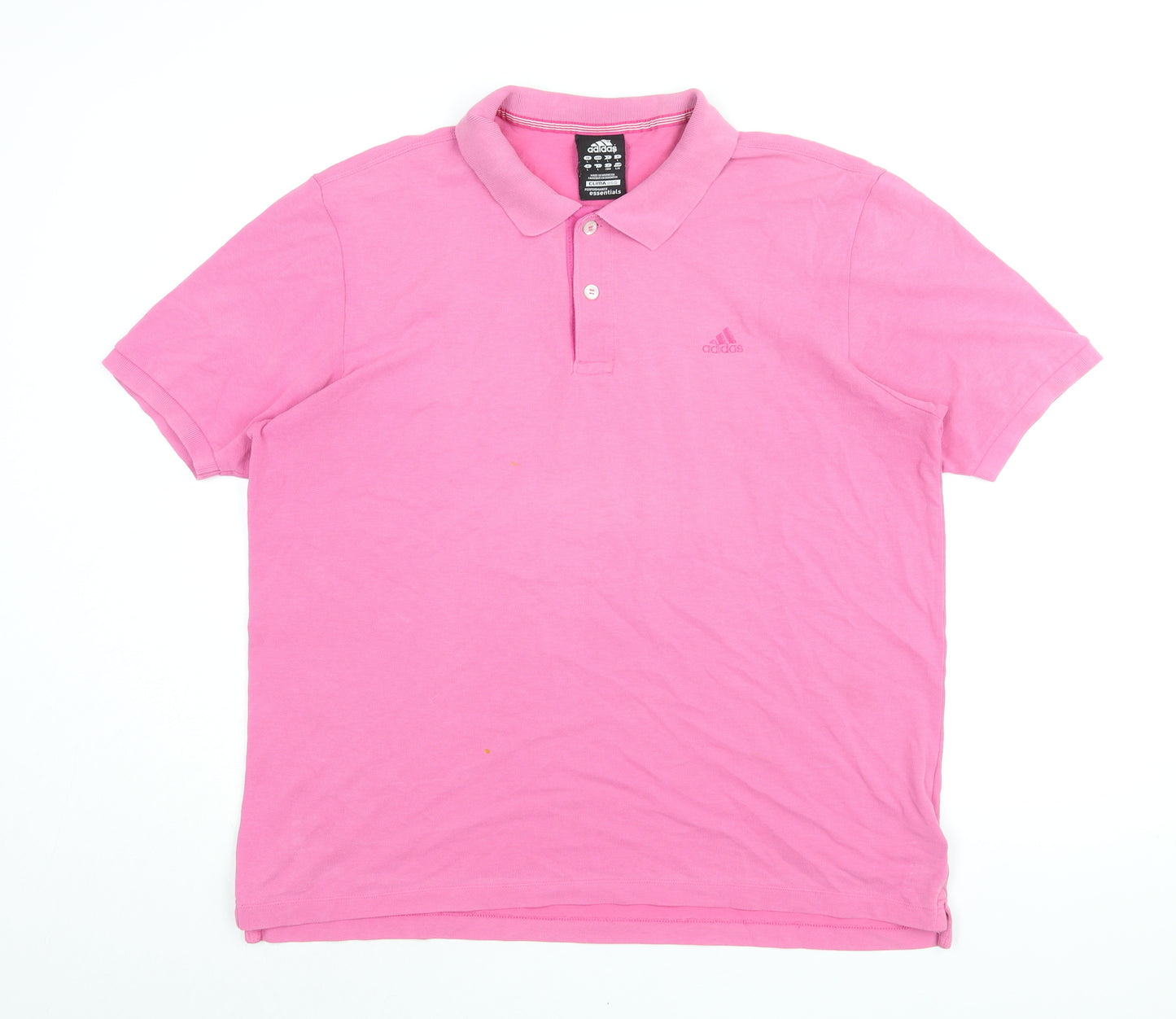 adidas Mens Pink Cotton Polo Size L Collared Button