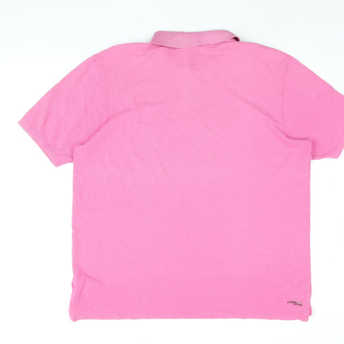 adidas Mens Pink Cotton Polo Size L Collared Button