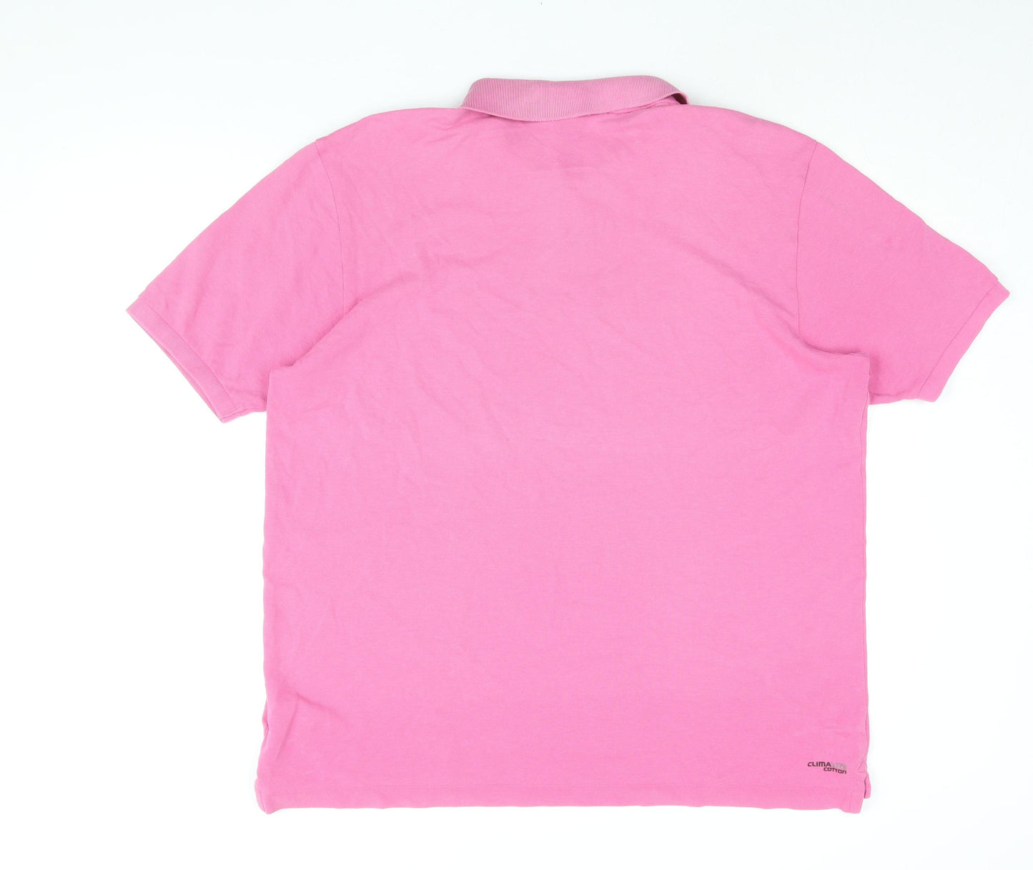 adidas Mens Pink Cotton Polo Size L Collared Button