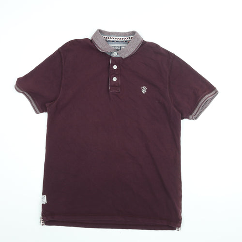 St George by Duffer Mens Red Cotton Polo Size M Collared Button