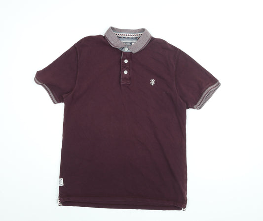 St George by Duffer Mens Red Cotton Polo Size M Collared Button