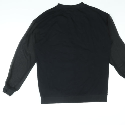 Disney Womens Black Cotton Pullover Sweatshirt Size 10 Pullover - Mesh Sleeves, Disney Castle
