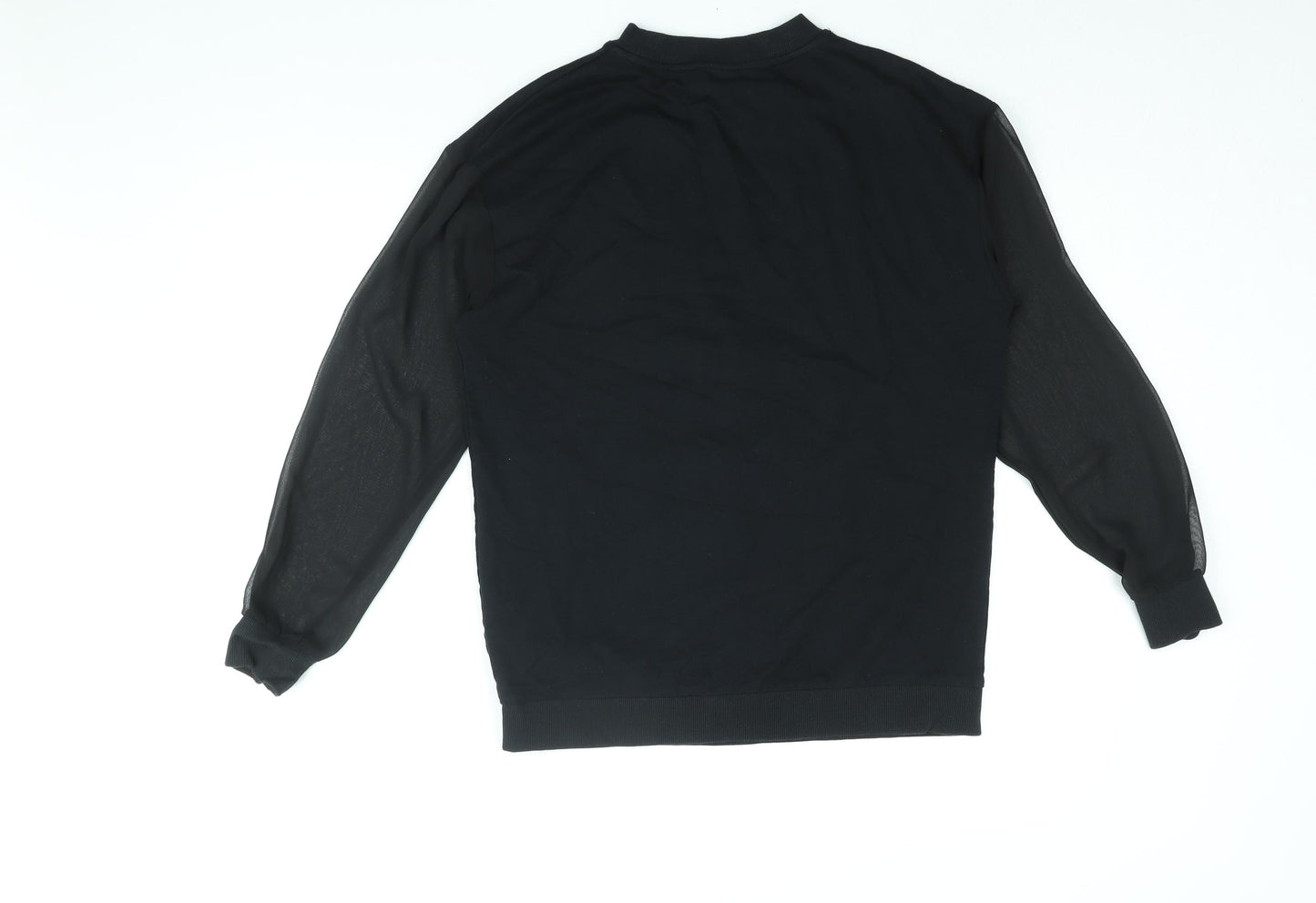 Disney Womens Black Cotton Pullover Sweatshirt Size 10 Pullover - Mesh Sleeves, Disney Castle