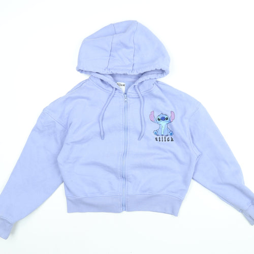 Disney Womens Blue Cotton Full Zip Hoodie Size XS Zip - Stitch